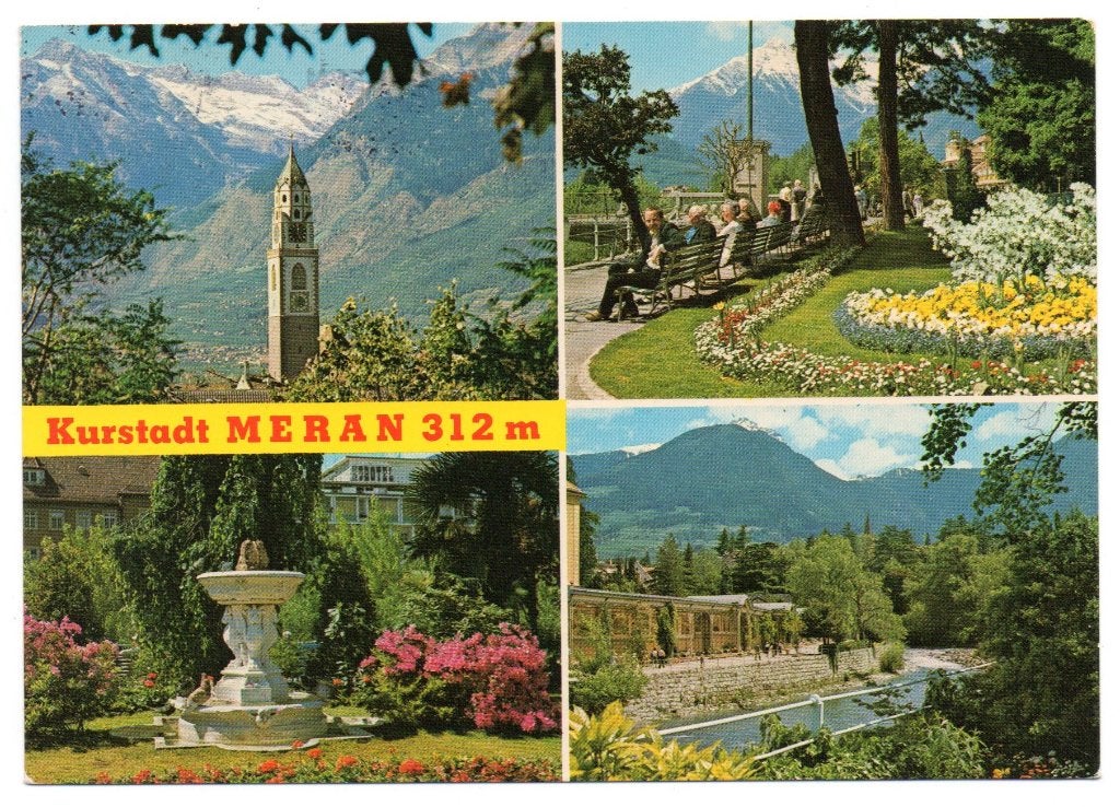 Italië, Zuid-Tirol, Kurstadt Meran, vierluik, Ophalen of Verzenden, 1980 tot heden, Gelopen, Italië