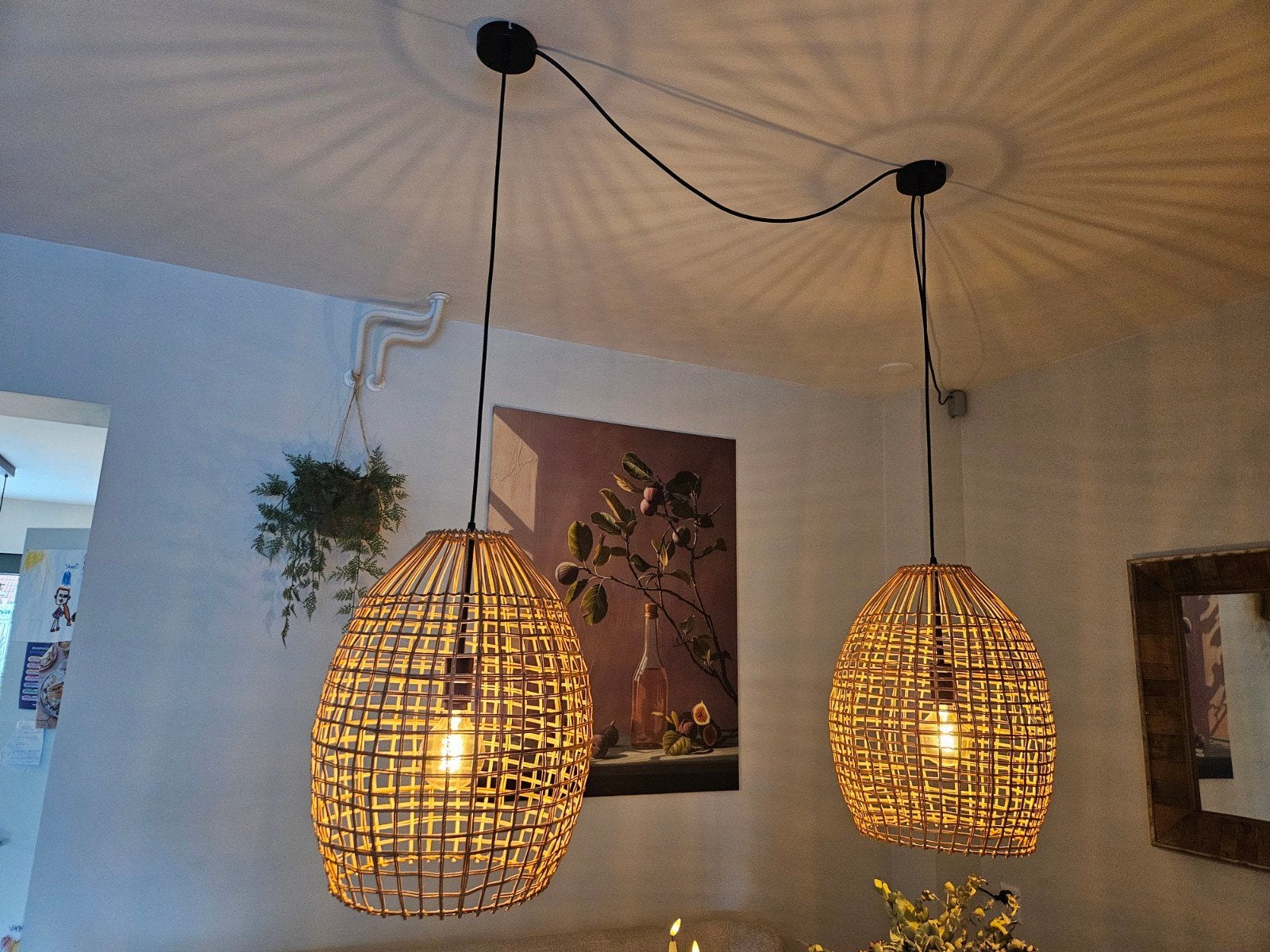 Rieten Balinese hanglampen, Ophalen, Natuurlijk materiaal, E27 (groot), Zo goed als nieuw