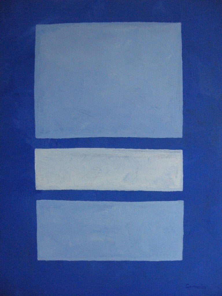 Abstracte Kunst: Blauwe Rechthoeken zelf geschilderd, Ophalen
