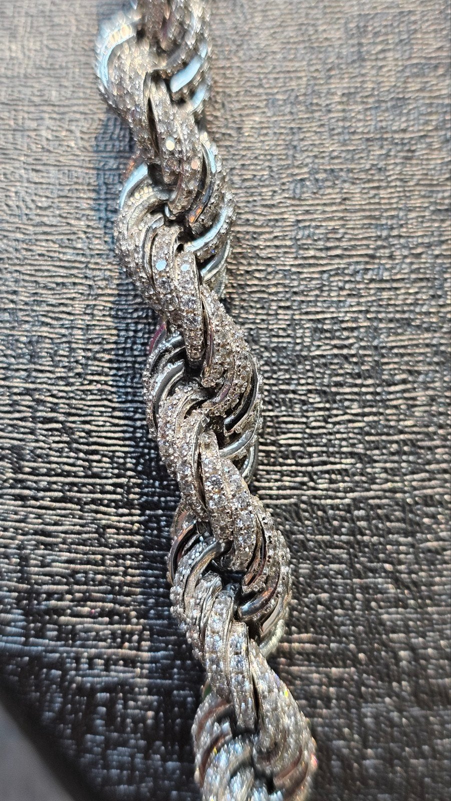 Prachtige zilver rope chain 925 met zirkonia steen massief, Sieraden, Tassen en Uiterlijk, Ophalen of Verzenden, Nieuw, Zilver