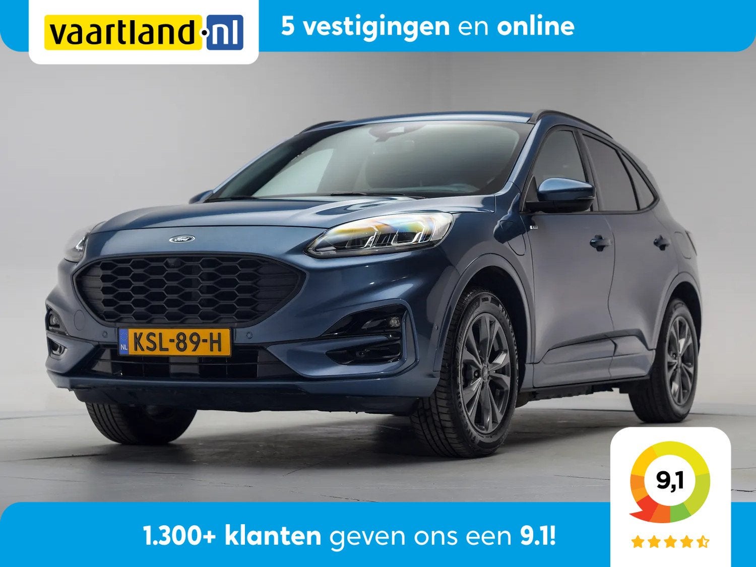 Ford Kuga 2.5 PHEV ST-Line Aut. [ Head-up Camera Winterpakke, Auto's, Automaat, 14 kWh, Gebruikt, Blauw