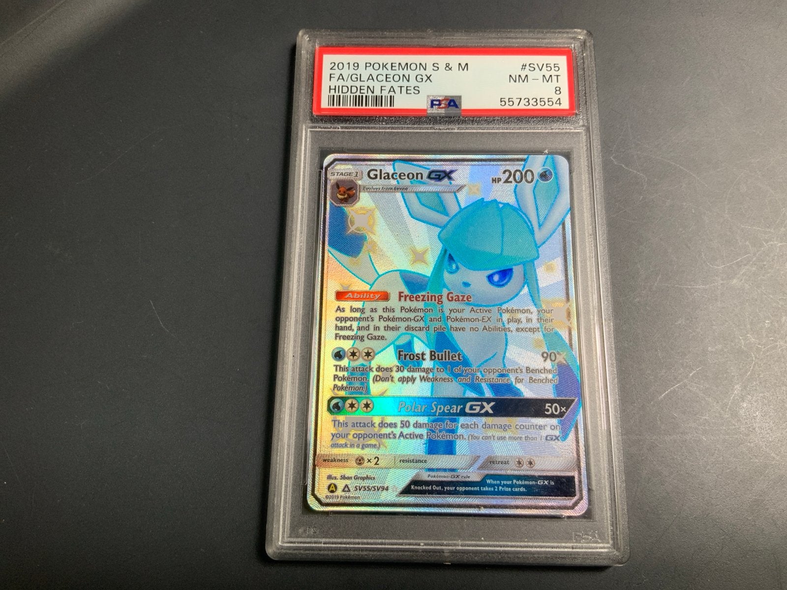 Glaceon GX SV55/SV94 Hidden Fates PSA 8 Pokémon Kaart, Ophalen, Nieuw, Losse kaart, Foil