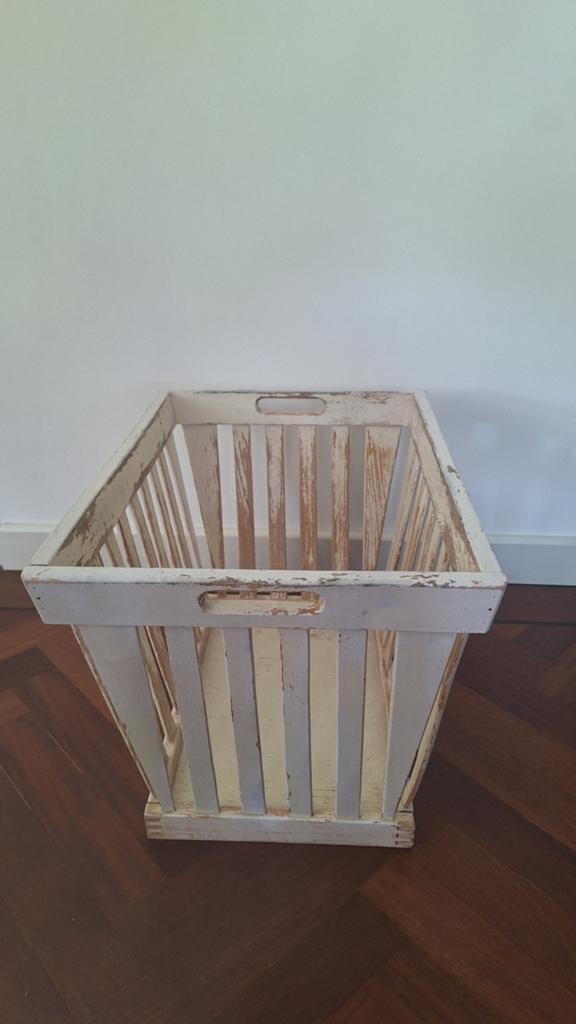 Stevige houten wasmand met handvatten brocante, Minder dan 50 cm, Gebruikt, Minder dan 50 cm, Ophalen of Verzenden