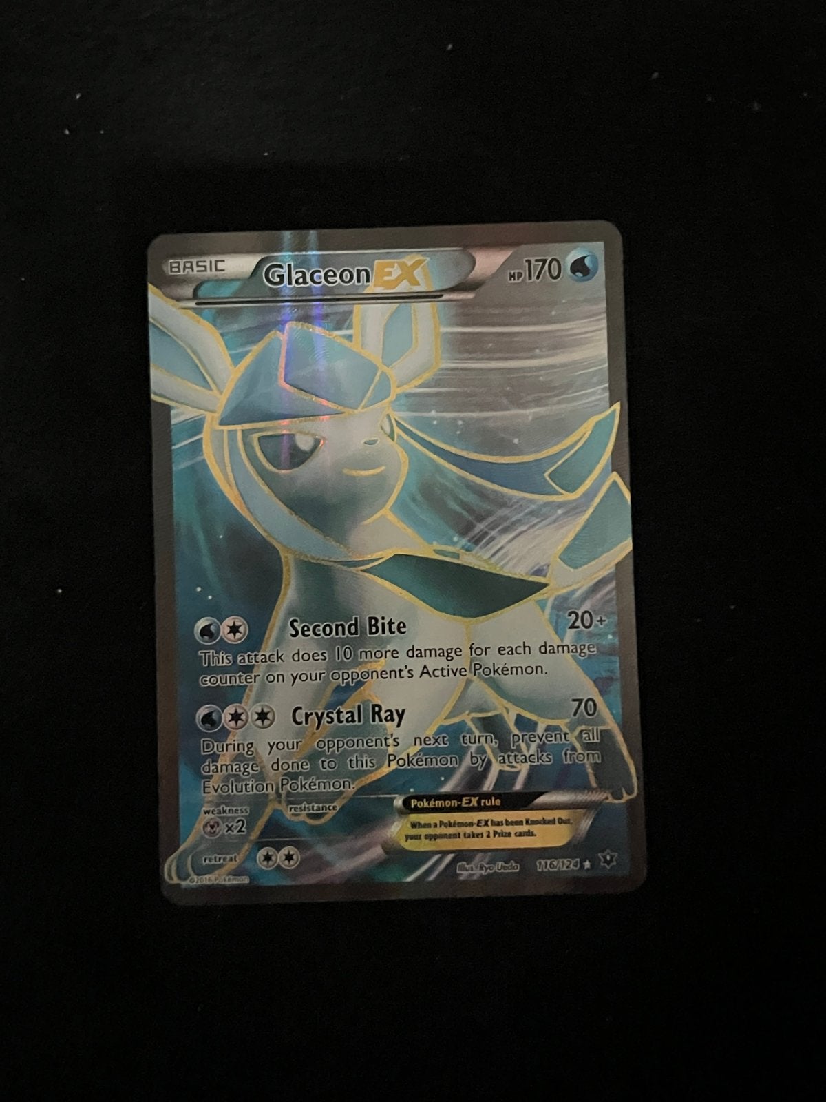 Glaceon EX Full Art XY Fates Collide NM Pokémon Kaart, Ophalen of Verzenden, Zo goed als nieuw, Losse kaart, Foil
