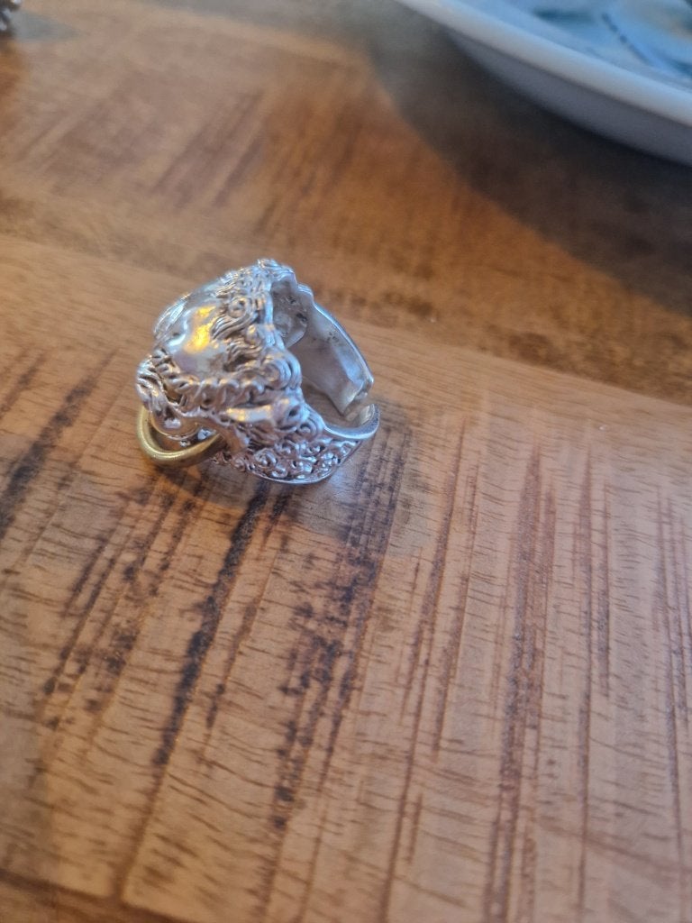 925 zilveren ring. Draak met ring. Maat 20., Ophalen of Verzenden, Zilver, Ring
