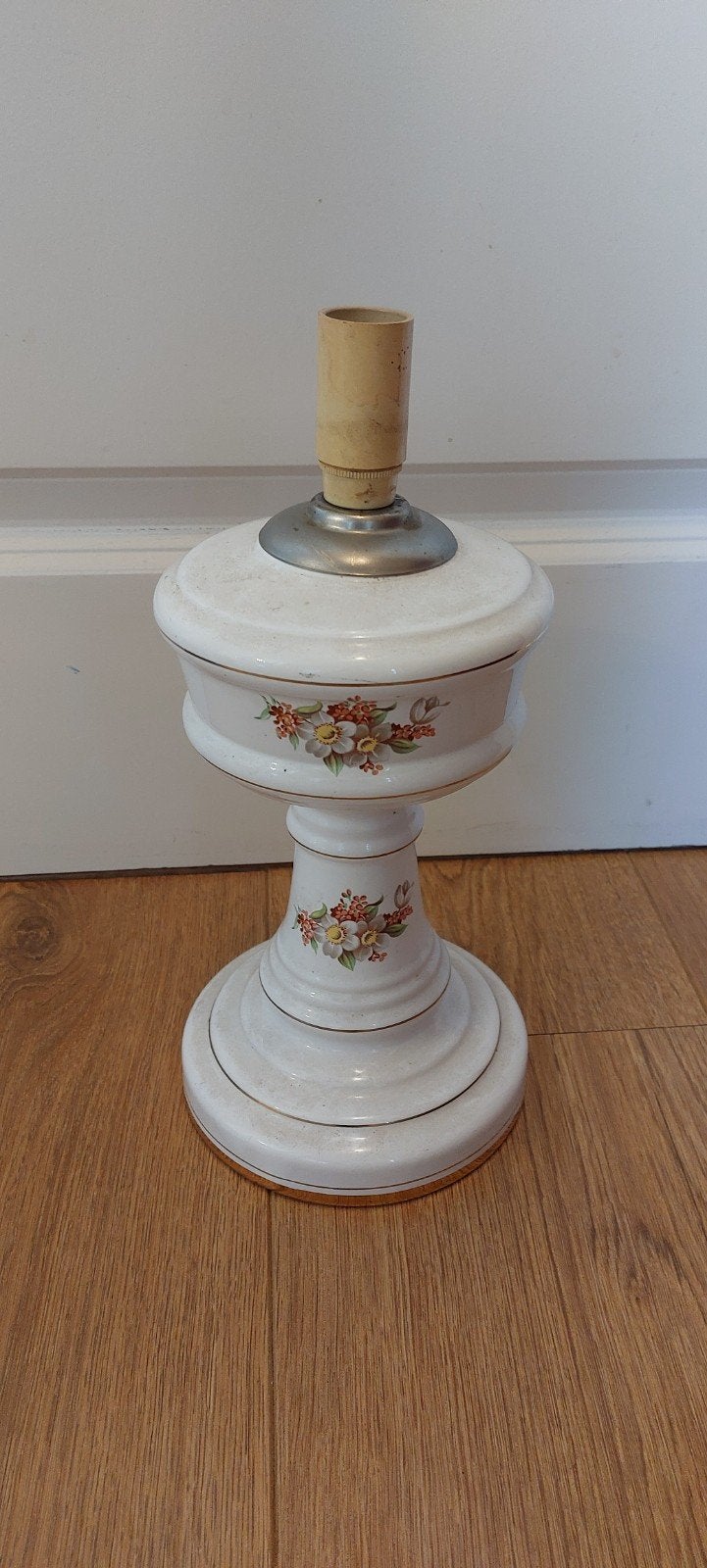 Vintage schemerlamp met bloemen/opknapper, Huis en Inrichting, Lampen | Tafellampen, Ophalen of Verzenden, Schemerlamp, Vintage