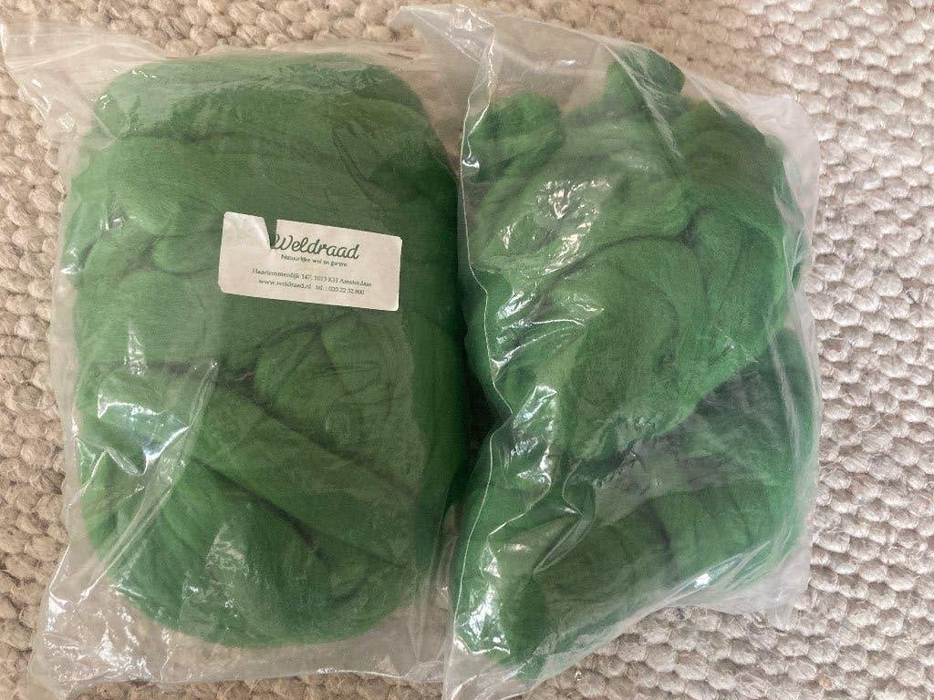 Merino lontwol wol grasgroen, Ophalen of Verzenden, Zo goed als nieuw, Breien of Haken, Wol of Garen