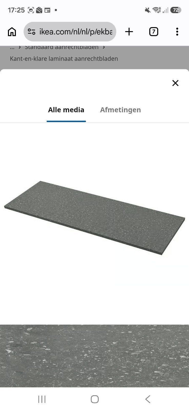 IKEA EKBACKEN Laminaat Aanrechtblad - Donkergrijs, Ophalen, 150 tot 200 cm, Nieuw, Minder dan 100 cm