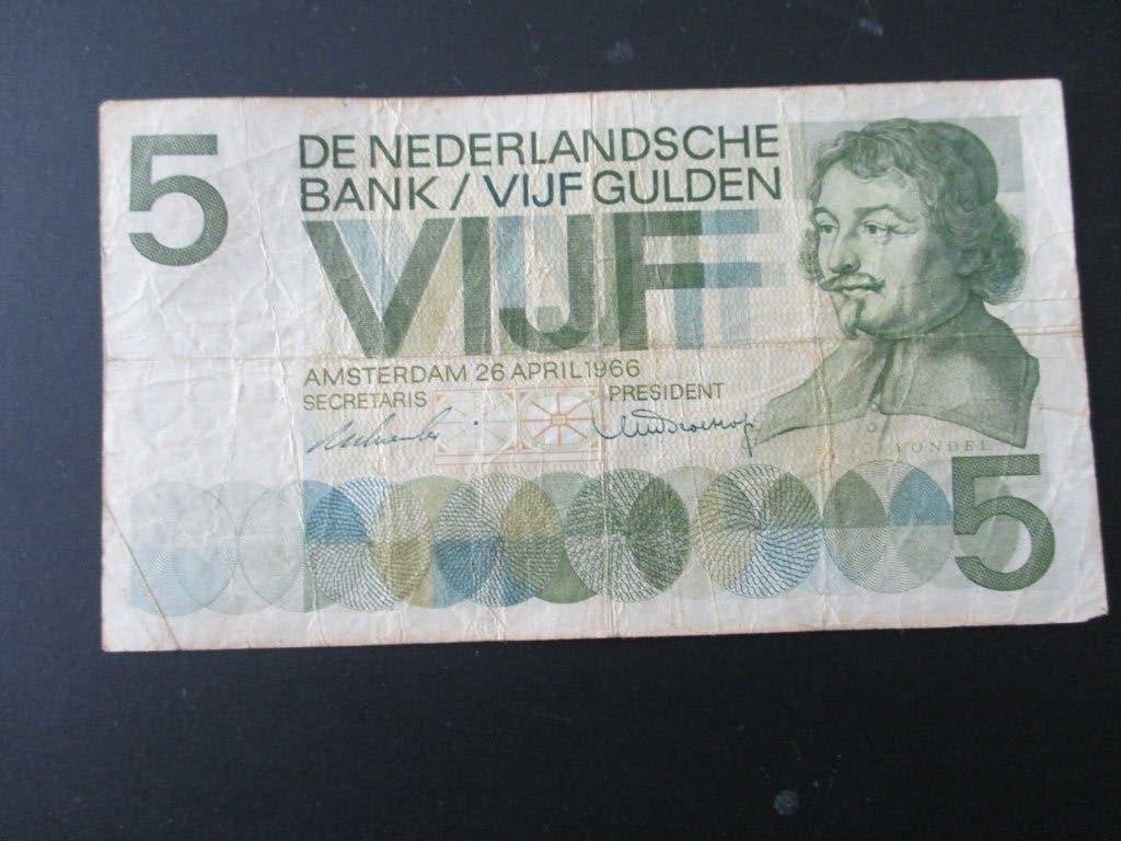 Bankbiljet 5 gulden 1966, Ophalen of Verzenden, 5 gulden, Los biljet