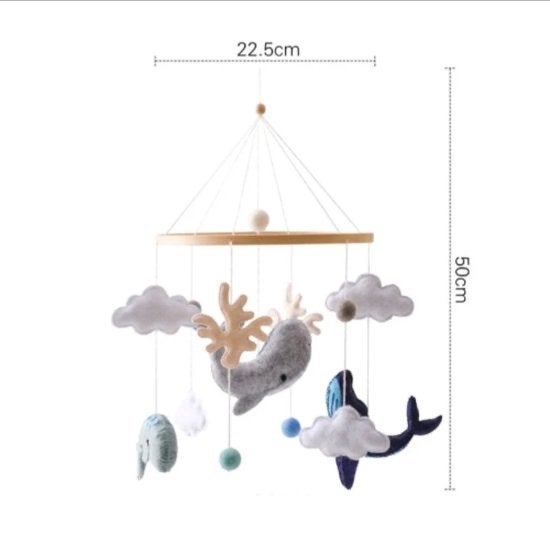 Boxmobiel Oceaan Walvis - Mobiel Baby Blauw - Vilt en Hout, Verzenden, Nieuw