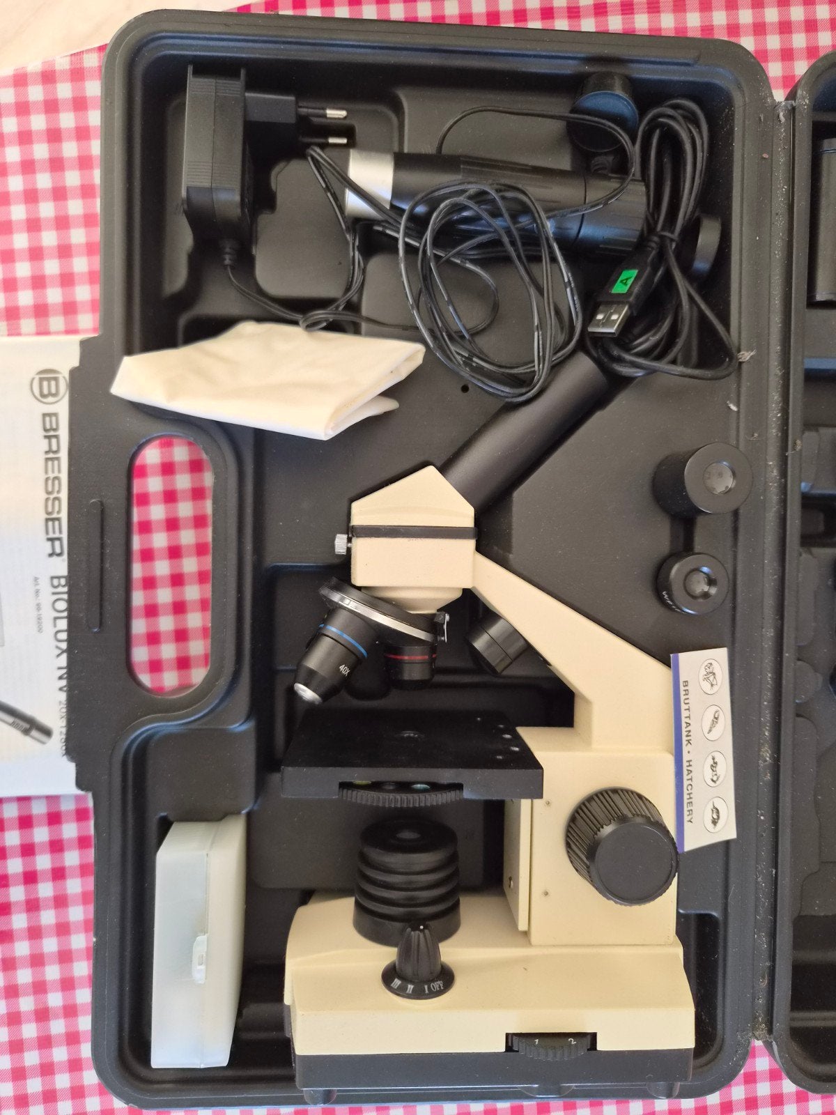 Zgan Bresser Biolux microscoop met benodigdheden, Audio, Tv en Foto, Optische apparatuur | Microscopen, Ophalen of Verzenden, Zo goed als nieuw