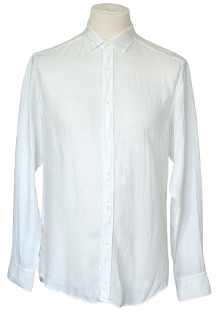 Ermenegildo Zegna linnen overhemd, shirt, wit, Mt. M, Ermenegildo Zegna, Verzenden, Wit, Halswijdte 39/40 (M)