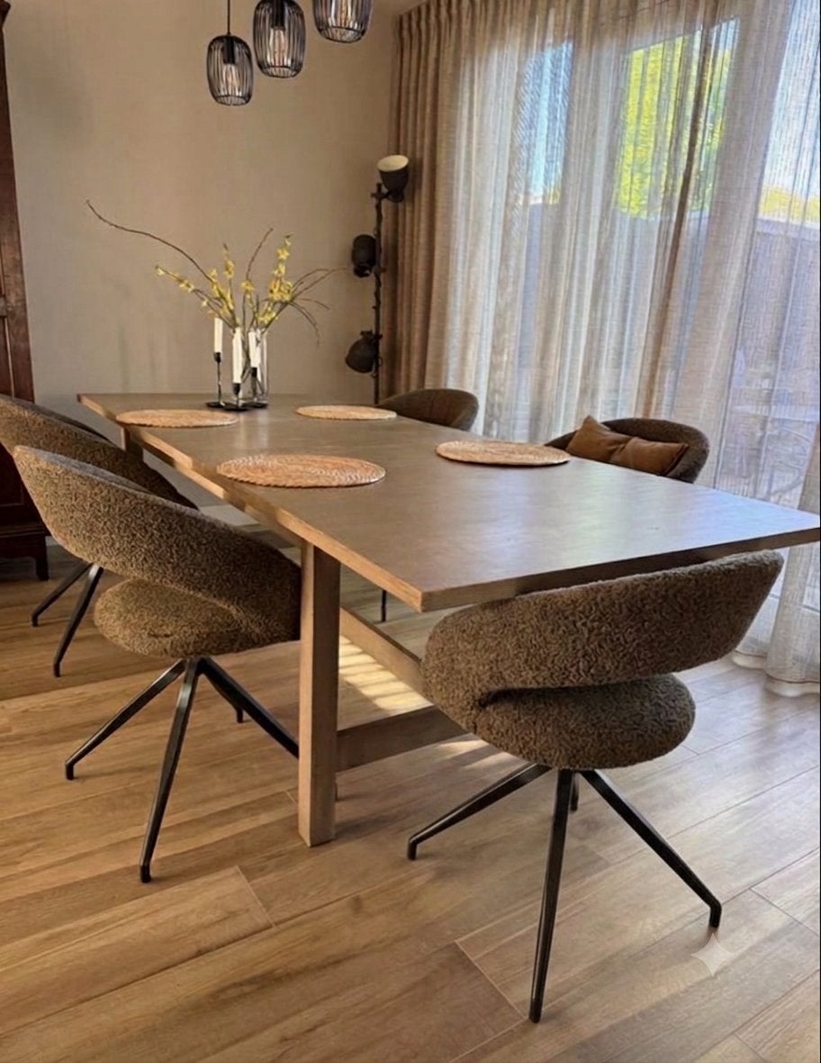 Massief houten verstelbare ikea eettafel - Annie Sloan verf, Ophalen, Gebruikt, 100 tot 150 cm, 200 cm of meer