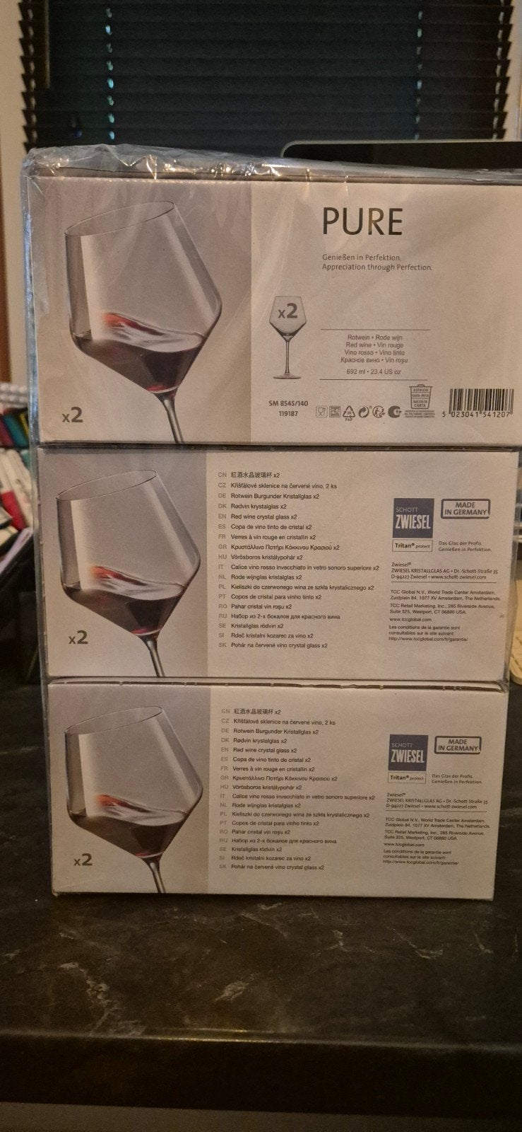 6 Schott Zwiesel Pure rode wijnglazen - Nieuw in doos, Ophalen, Nieuw, Overige merken, Glas