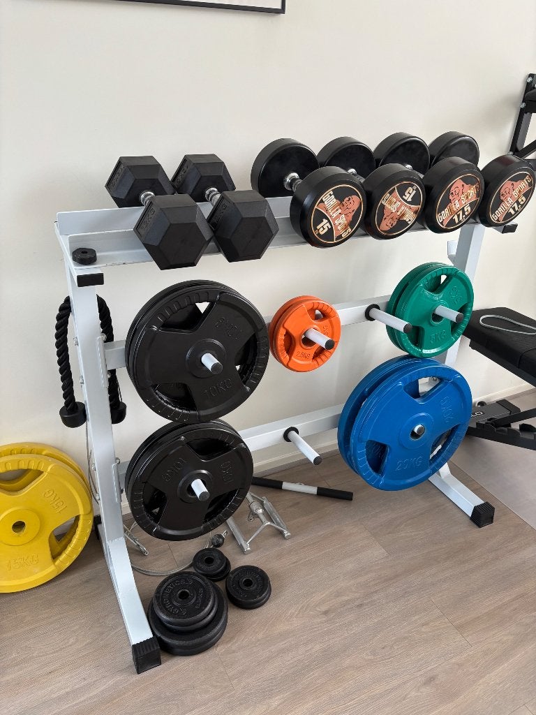 Gewichten fitness dumbells olympic barbell, Ophalen, Gebruikt, Halterset
