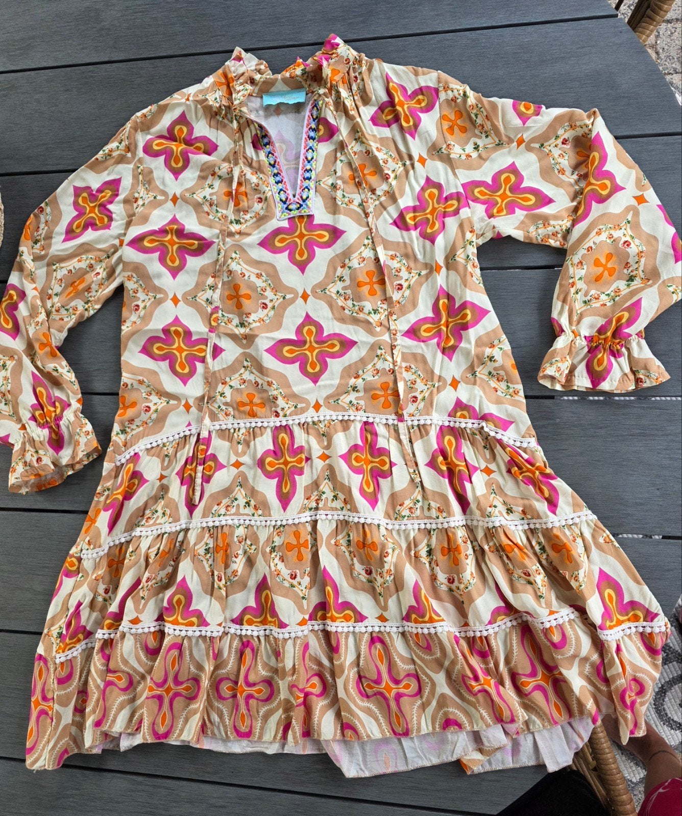 Ibiza style zomer jurk, Ophalen of Verzenden, Zo goed als nieuw, Maat 38/40 (M), Knielengte