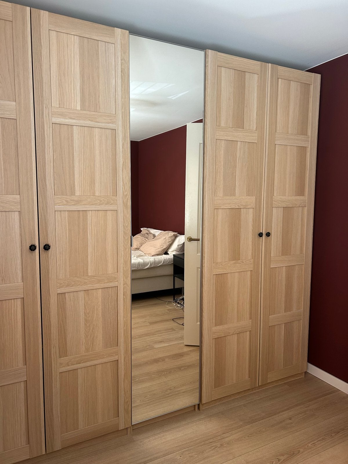 IKEA PAX Kast met deuren (2x 100cm, 1x 50cm) en spiegeldeur, Huis en Inrichting, Kasten | Kledingkasten, Ophalen, Gebruikt, 200 cm of meer