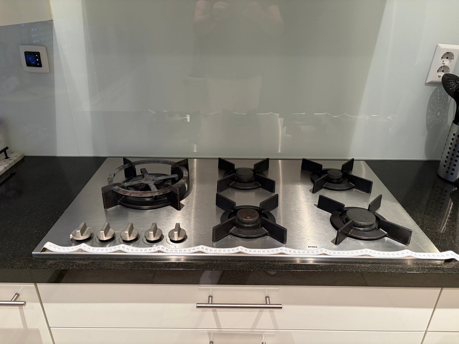 Luxe ATAG 90cm keuken set – 5-pits gaskookplaat + afzuigkap, Ophalen of Verzenden, Zo goed als nieuw, Inbouw, Gas