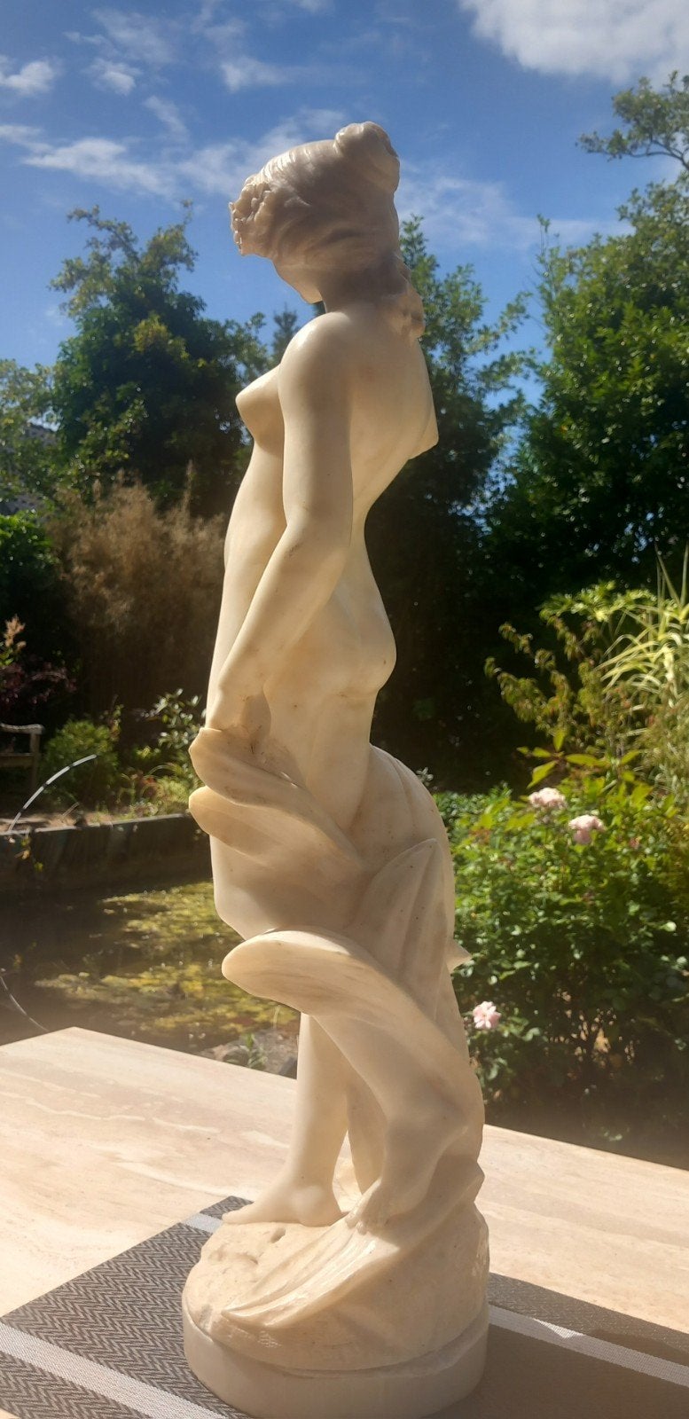 Groot albasten beeld, Art Nouveau/Art Deco overgang, 72 cm, Ophalen, Art nouveau, 50 - 100 cm, Handgemaakt