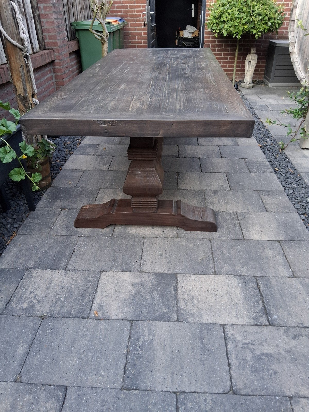 Robuuste kloostertafel 240x100x80 cm - Donker hout, Ophalen