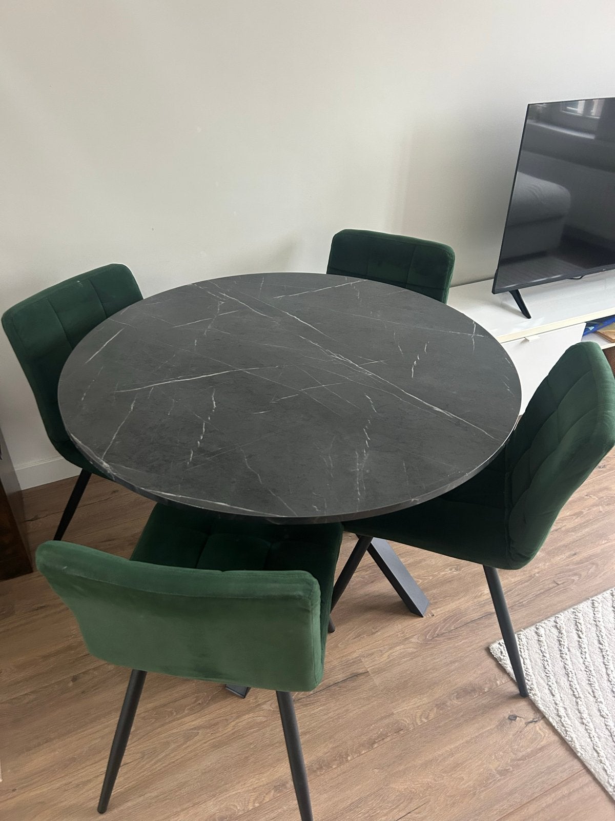IKEA Mariedamm ronde eettafel, zwart, 105 cm, GRATIS stoelen, Ophalen, Overige materialen, 100 tot 150 cm, Rond