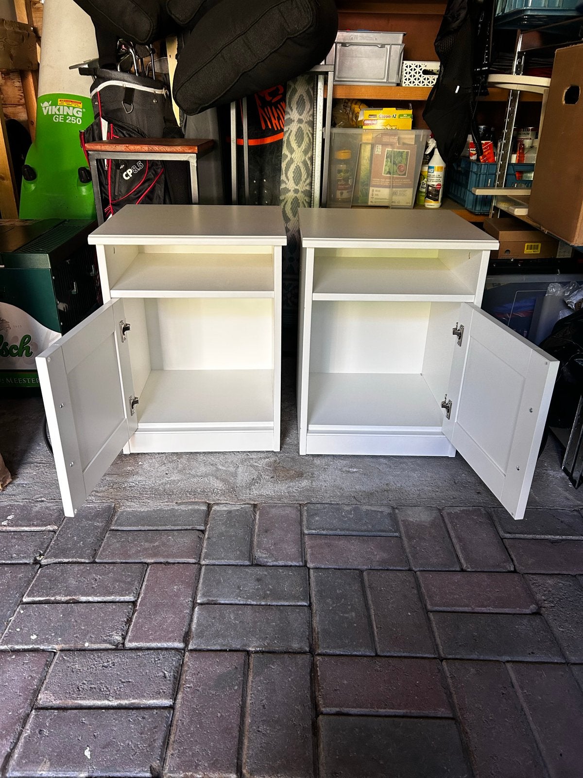Set van 2 witte nachtkastjes/kastjes met lichte beschadiging, Ophalen, Gebruikt