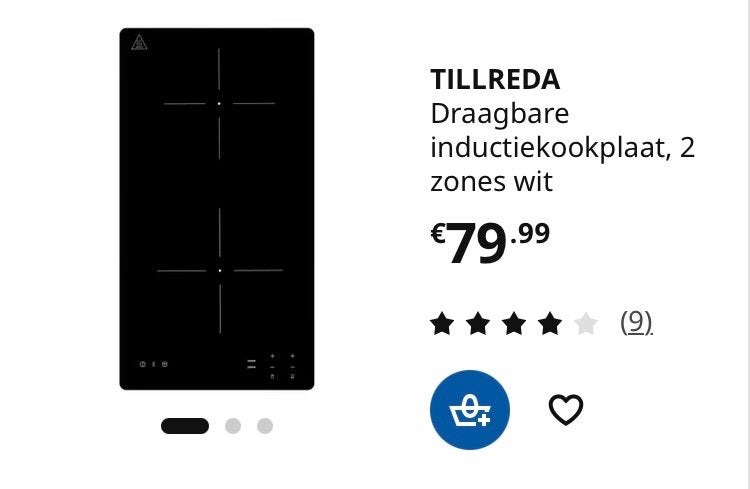 Ikea Tillreda Dubbele Inductiekookplaat ZGAN 2 mnd gebruikt, Witgoed en Apparatuur, Ophalen, 3 kookzones of minder, Zo goed als nieuw