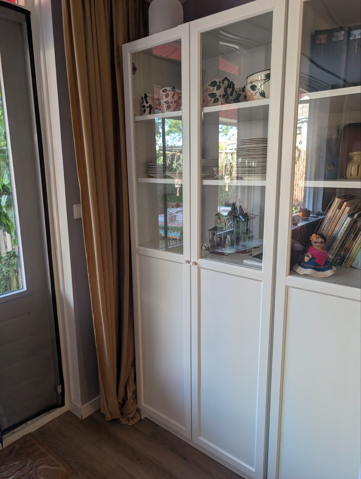 2 witte IKEA Oxberg vitrinedeuren (Billy), Ophalen, Modern, functioneel, Glas, 150 tot 200 cm