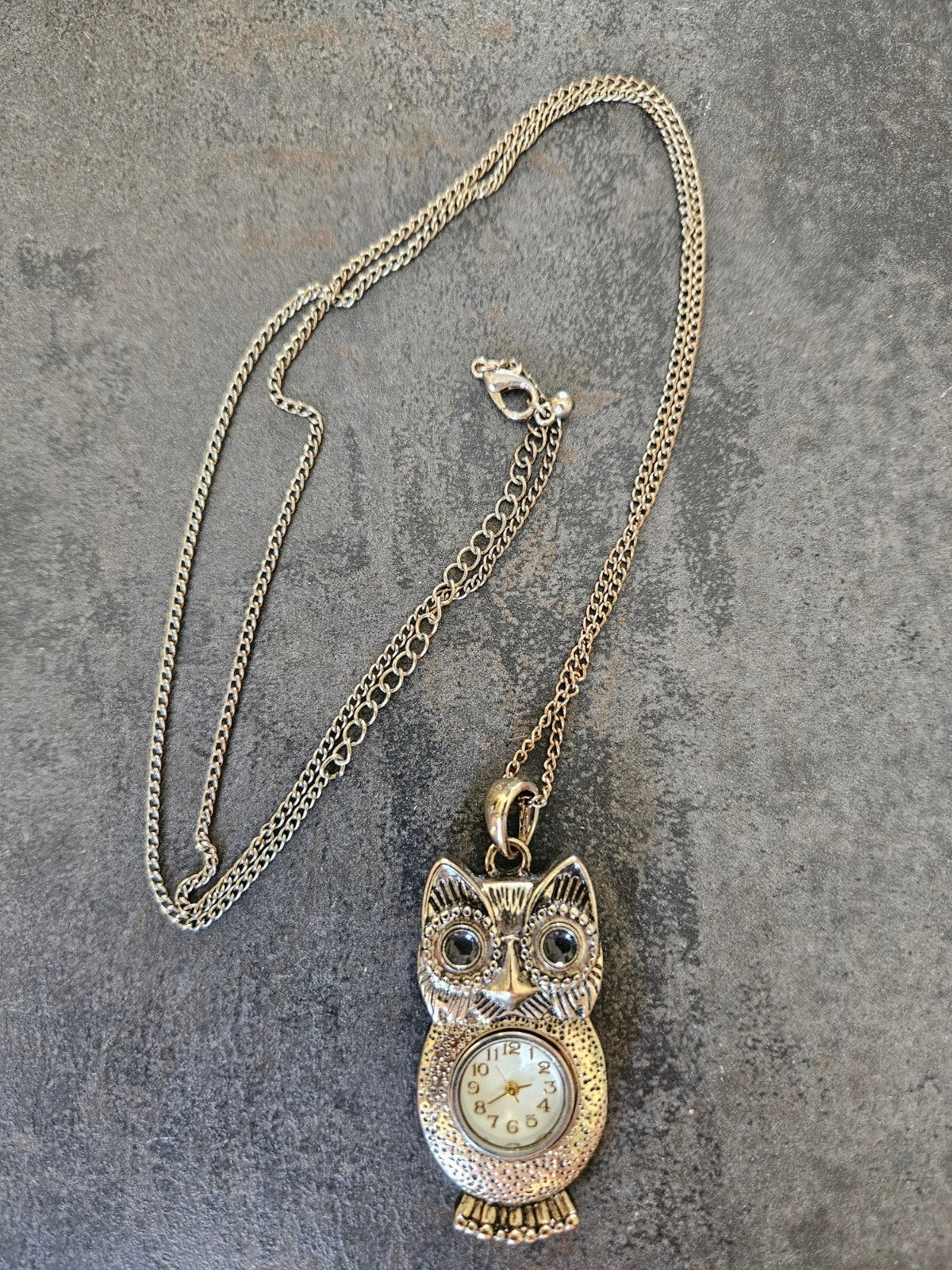 Uil Horloge Hanger Ketting - Vintage Stijl, Gebruikt, Ophalen of Verzenden, Zilver, Overige materialen