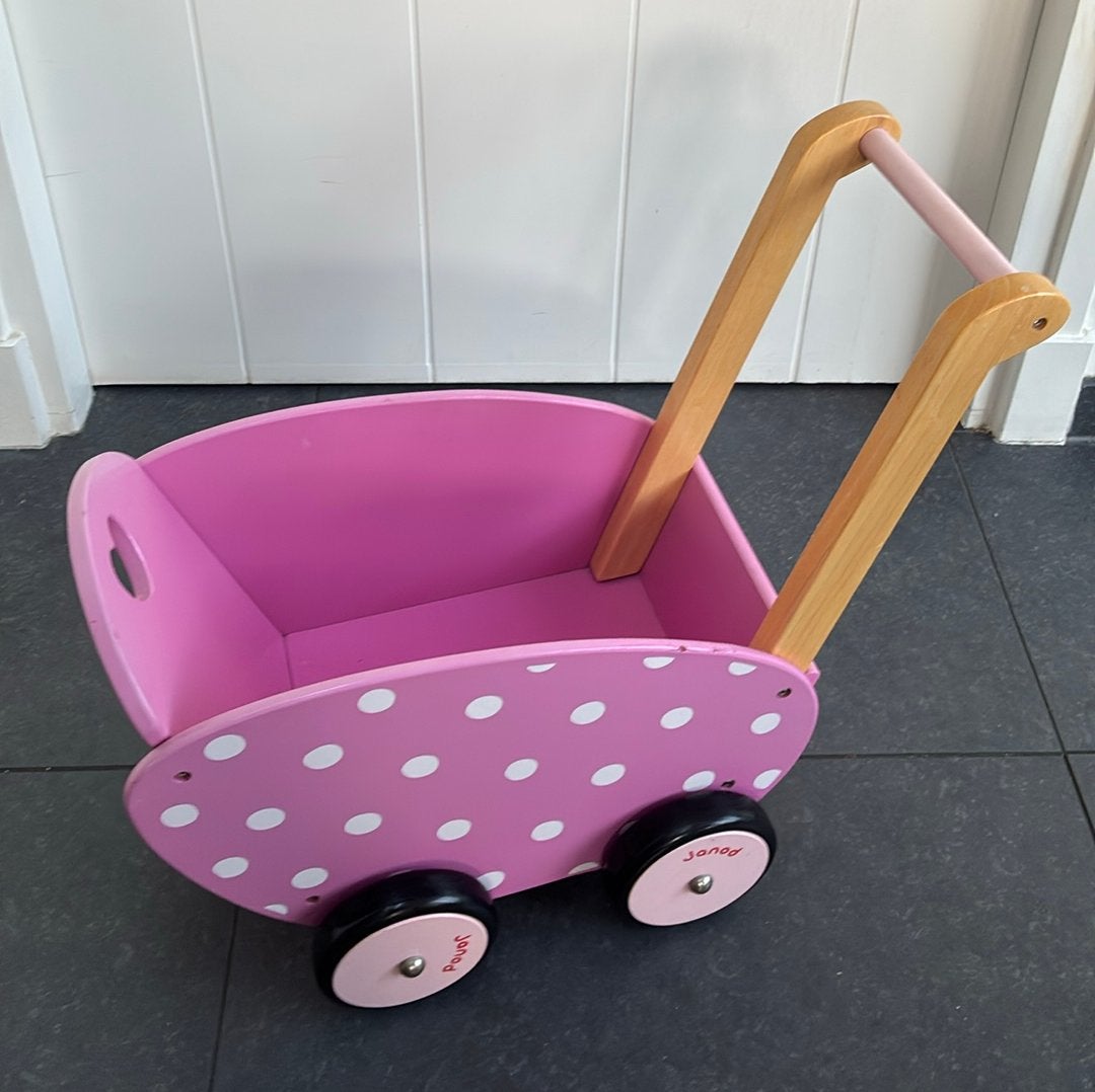 Janod houten poppenwagen, Ophalen, Gebruikt, Duw- of Trekspeelgoed