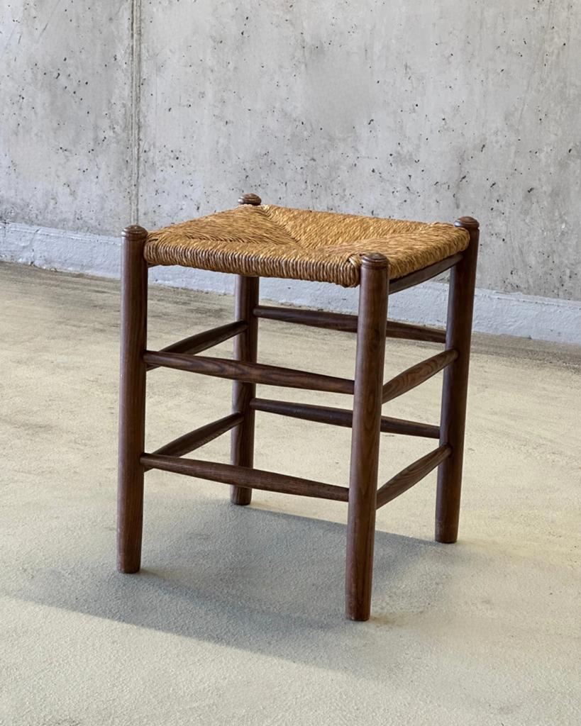 Houten kruk met biezen zitting, Gebruikt, Ophalen of Verzenden, X, Hout