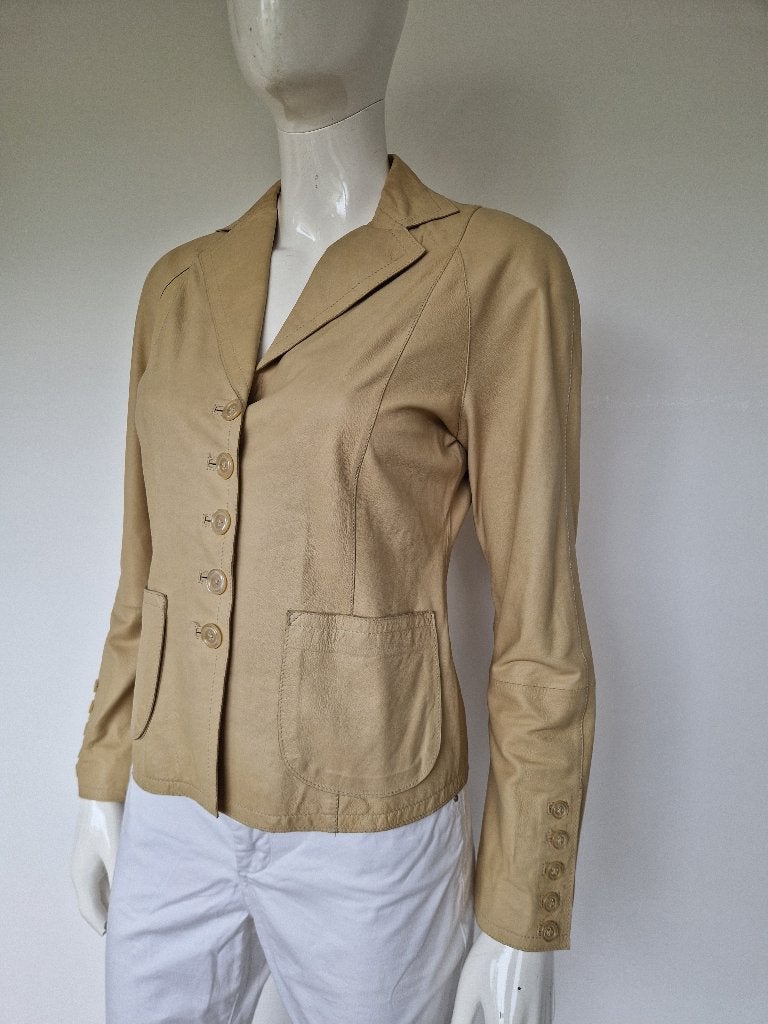 ML Collections blazer. Maat 36. Beige/leer., Kleding | Dames, Nijmegen, Beige, Ophalen of Verzenden, Zo goed als nieuw