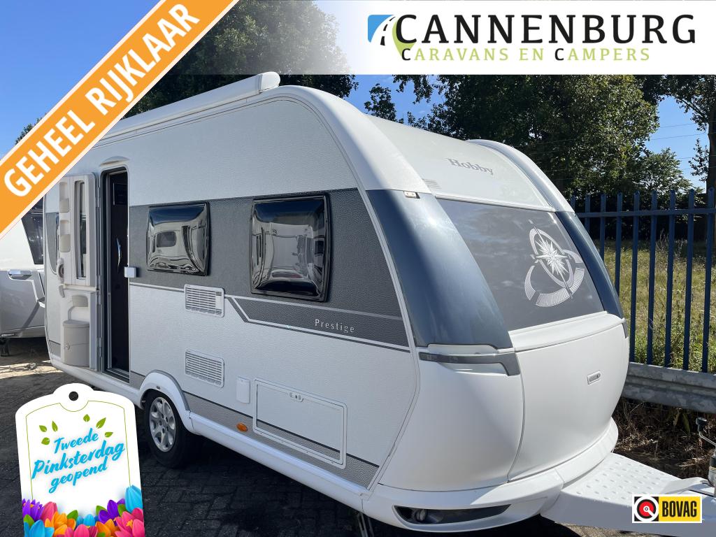 Hobby Prestige 455 UF Voortent+Thule luifel '24, Caravans en Kamperen, Caravans, Schokbreker, Rondzit, Hobby, Bedrijf