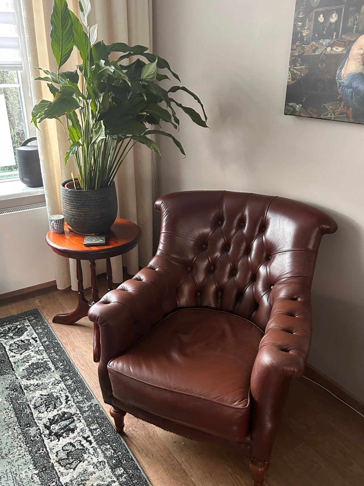 Leren Chesterfield fauteuil, Ophalen, Gebruikt, Leer, 75 tot 100 cm