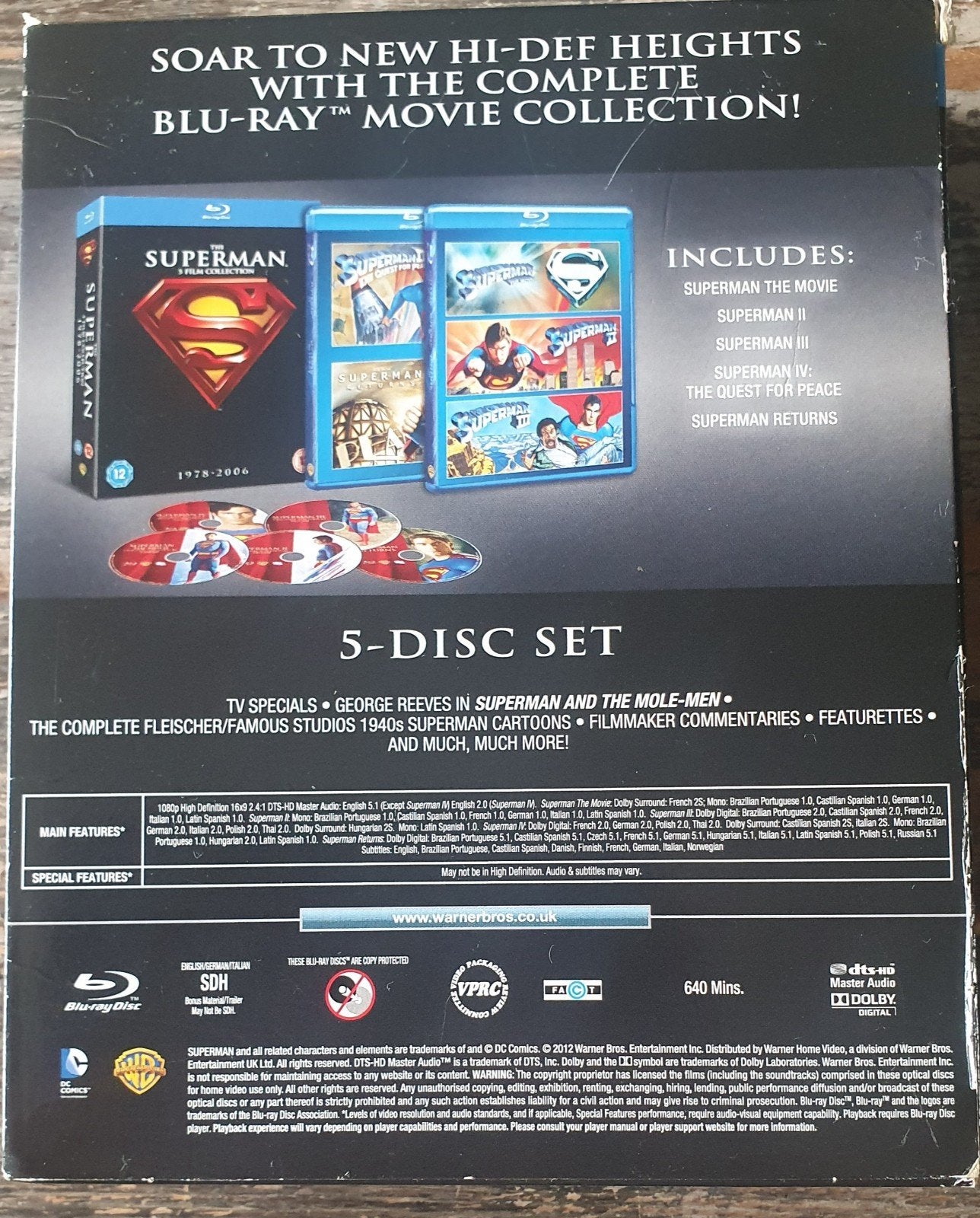 The Superman 5 Film Collection 1978-2006 dtsHDBlu-ray Boxset, Cd's en Dvd's, Blu-ray, Nederlands, Ophalen of Verzenden, Blu-ray