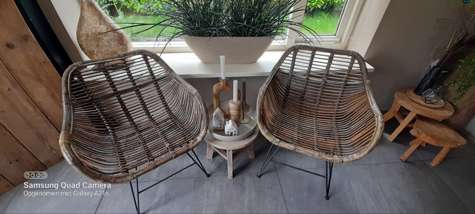 Rieten stoelen, Ophalen, Gebruikt, Bruin, Twee