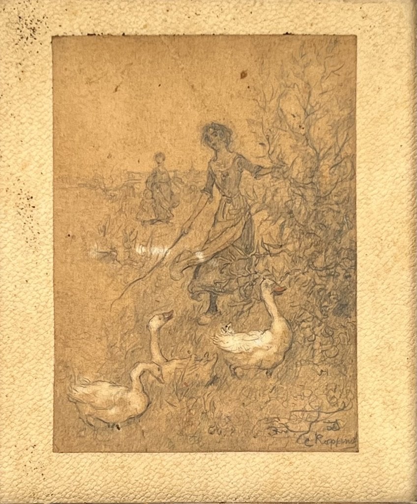 4. Tekening, Cornelis Koppenol – ganzenhoedster, ca. 1900, Ophalen