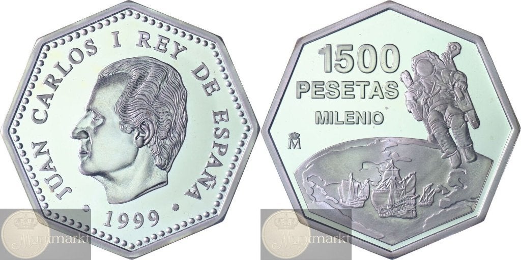 Spanje - 1500 Pesetas 1999 - 2000 Millennium - ZILVER, Ophalen of Verzenden, Overige landen, Losse munt, Zilver