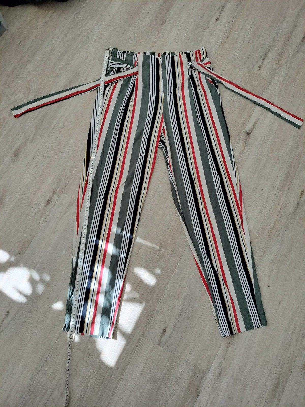 Gestreepte travel stof broek met strikceintuur, Meerkleurig, Ophalen of Verzenden, Zo goed als nieuw, G-maxx