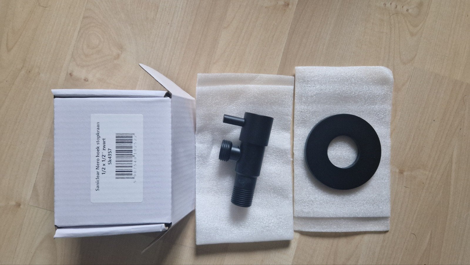 Saniclear Nero hoek stopkraan 1/2 x 1/2 zwart, Ophalen of Verzenden, Nieuw, Chroom, Kraan