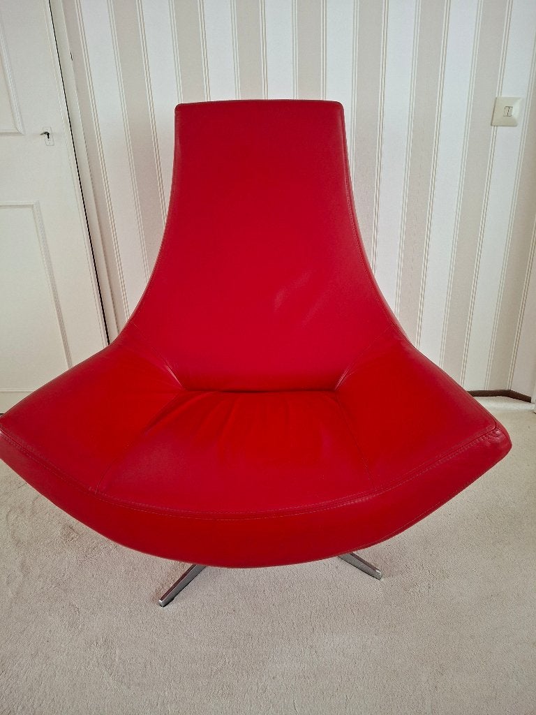 Vintage leren draaifauteuil op chromen voet, mooie staat, Huis en Inrichting, Ophalen, Gebruikt, 50 tot 75 cm, Leer