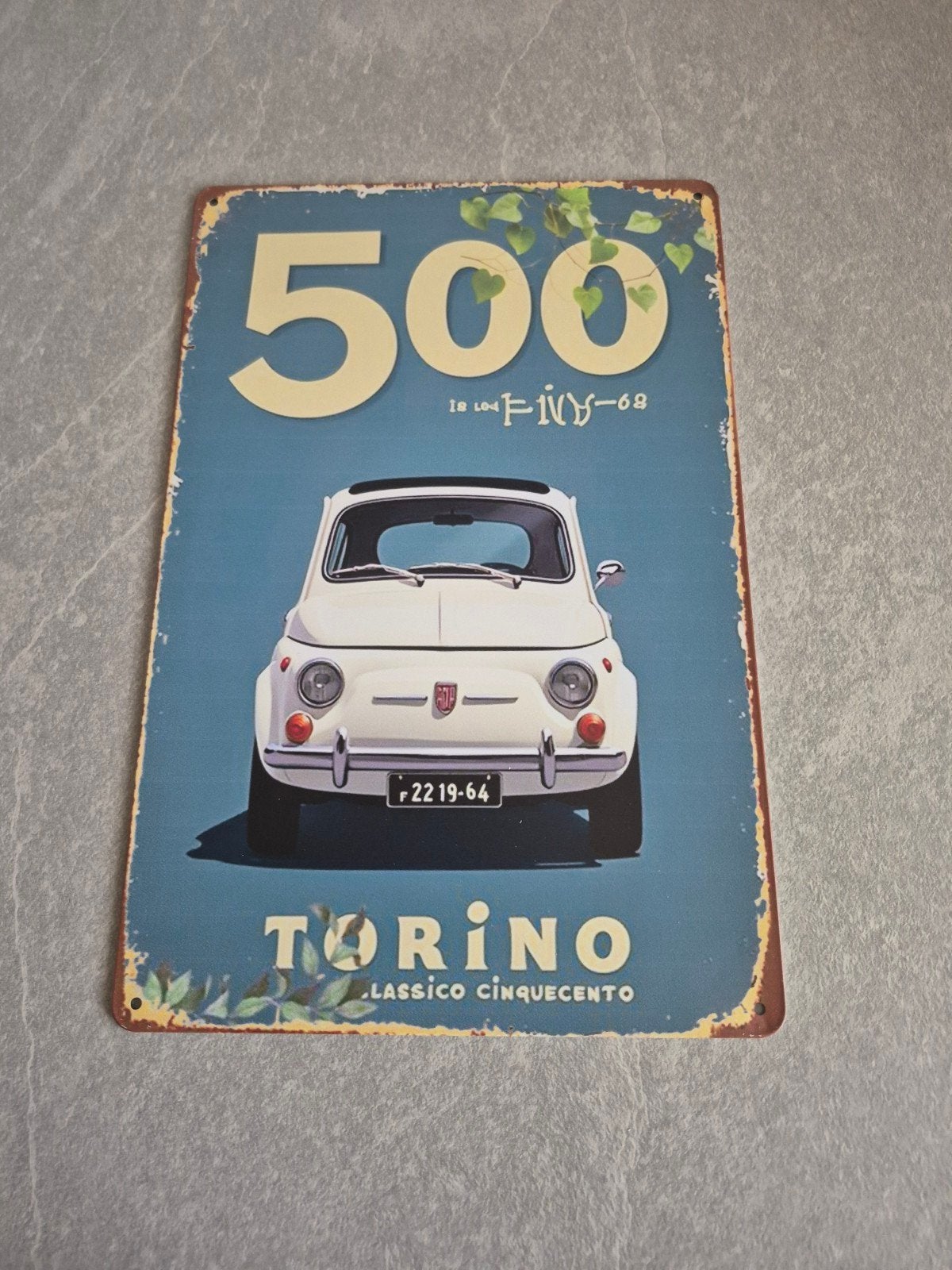 Fiat 500 Torino Klassiek Cinquecento Reclamebord, Ophalen of Verzenden, Nieuw, Reclamebord
