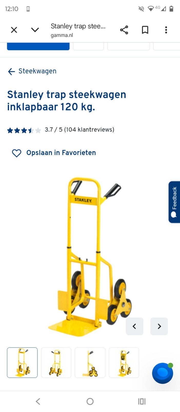Stanley opvouwbare steekwagen 120 kg, Ophalen, Steekwagen