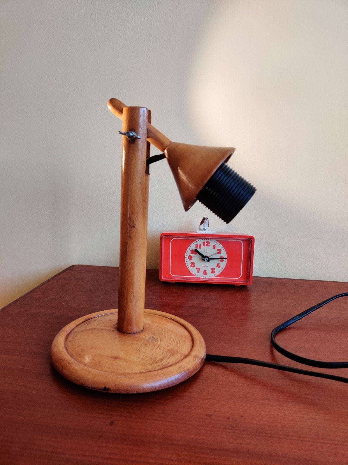 Mid-century houten bureaulamp, Ophalen of Verzenden