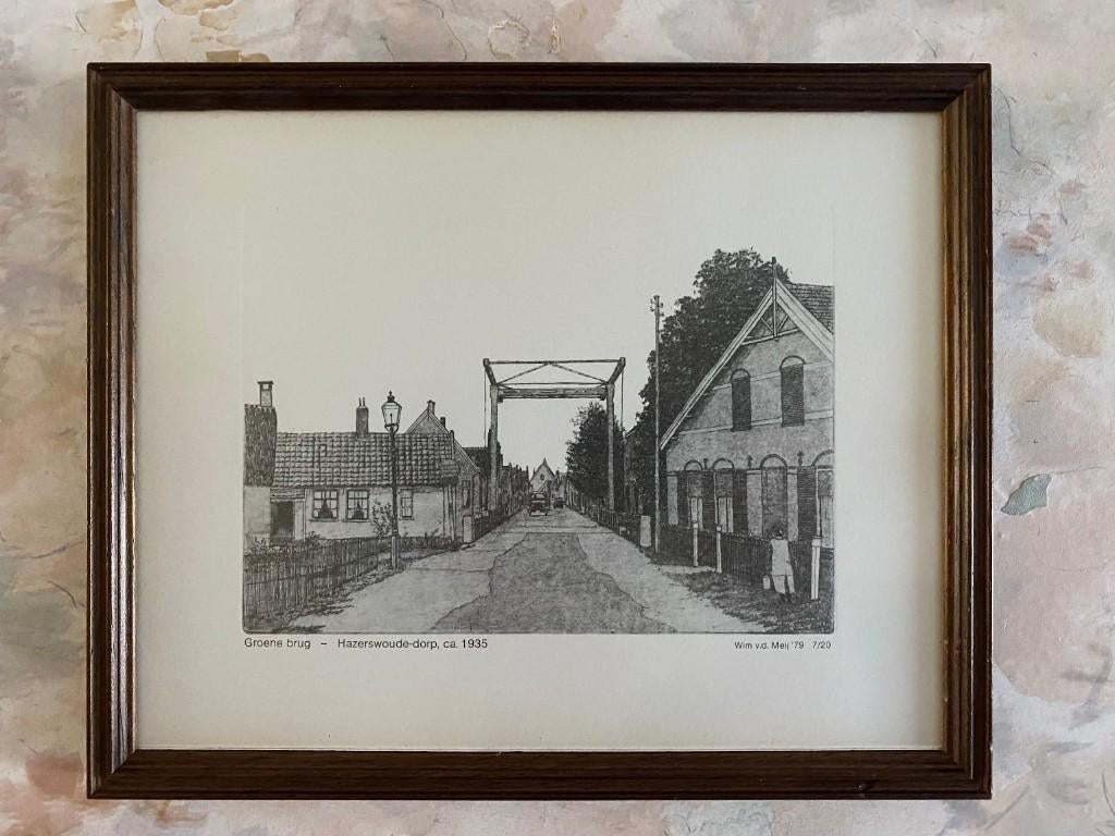 Ets  ,  Wim  v/d   Meij  . 1979, Ets, Stadsgezicht, Ophalen of Verzenden, Gesigneerd