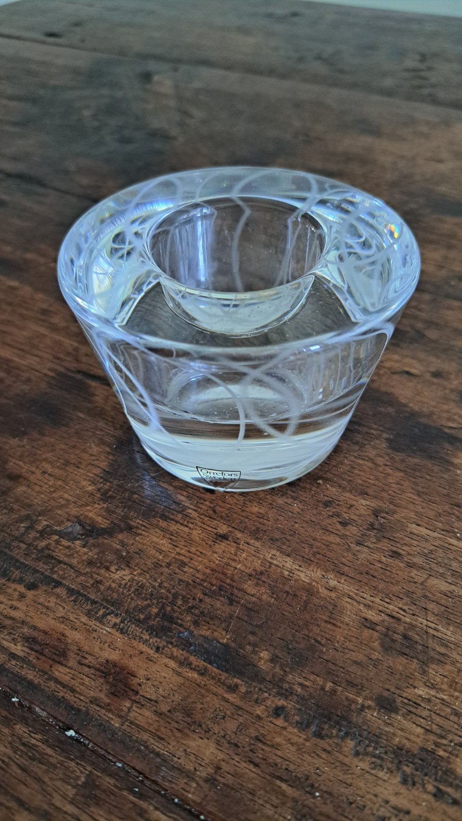Orrefors Sweden glazen waxinelichthouder, Overige merken, Waxinelichthouder, Ophalen of Verzenden, Glas
