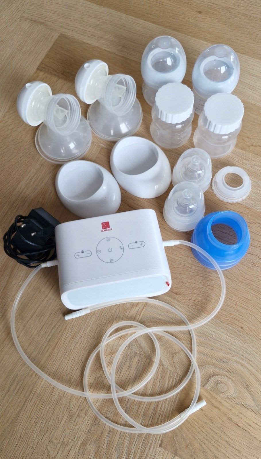 Horigen Dubbele Elektrische Borstkolf met Accessoires, Ophalen of Verzenden, Gebruikt