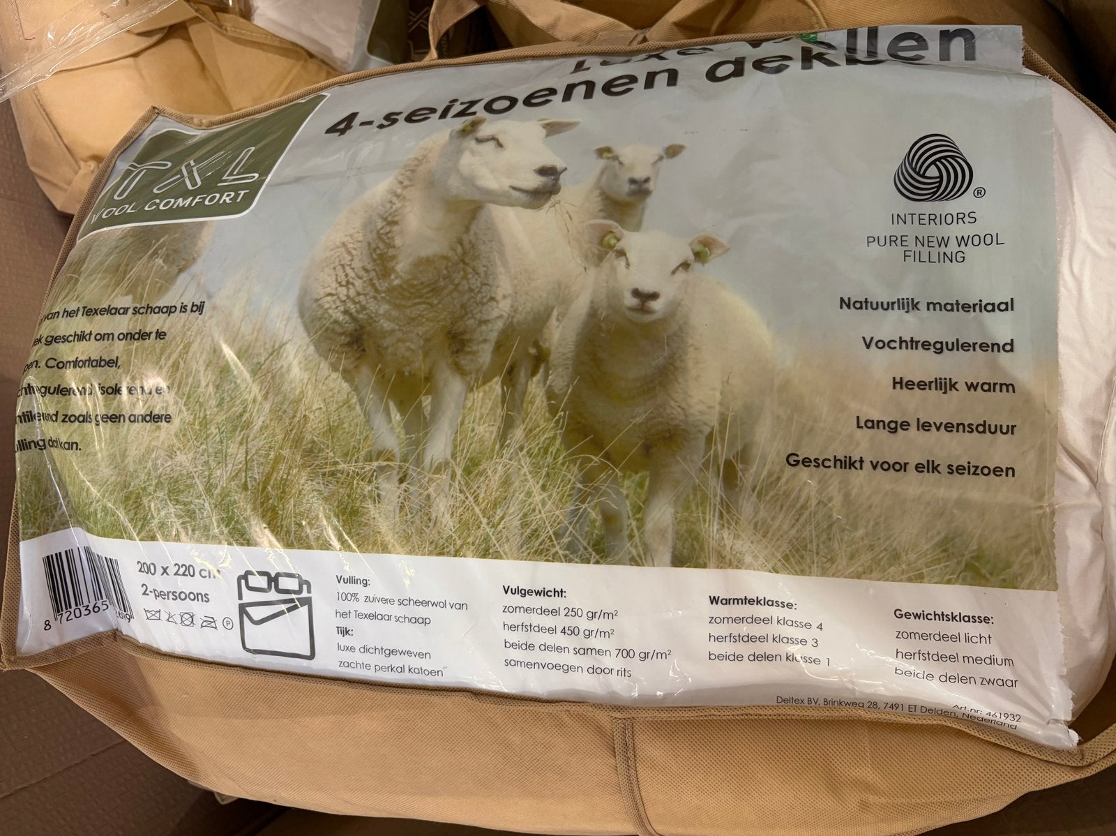 TXL Comfort Texels Wol 4-seizoenen dekbed 200x220 cm, Wit, Ophalen of Verzenden, Deken of Dekbed, Overige merken