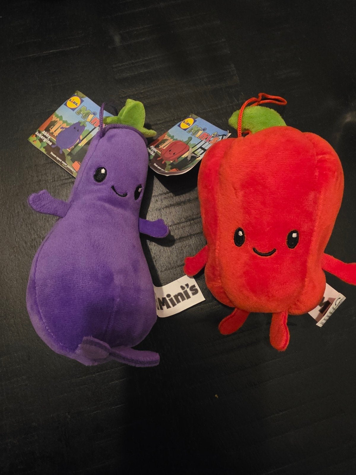 Lidl Mini's Knuffels: Aubergine en Paprika, Overige karakters, Overige typen, Nieuw, Ophalen of Verzenden