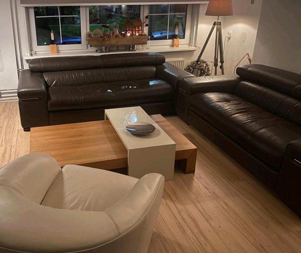 Twee natuzzi banken leer, Gebruikt, Tweepersoons, Ophalen of Verzenden, Rechte bank